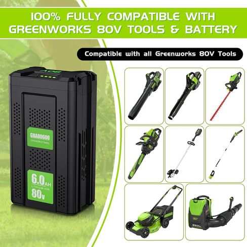 بديل Bonacell لبطارية Greenworks 80V ذات السعة العالية | GBA80200 GBA80300 GBA80400 GBA80500، لأدوات الطاقة Greenworks 6.0Ah 80V PW80L420 TL80L00 LMB407 PS80L00 BBLB484 BLB481 C12 in Kuwait