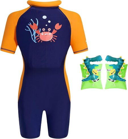 Gogokids Kids Floatation Swimsuit, Toddler One Piece Swimsuits with Armbands, UV 50+ Sun Protection Swimwear for 2-7 Years (26-57lbs) Boys & Girls in Saudi Arabia