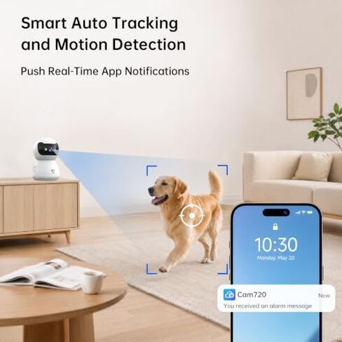 JOOAN 2K Indoor Security Camera, 5G/2.4G WiFi Pet Camera, Color Night Vision, PTZ Auto Tracking, Motion & Sound Detection, 2-Way Audio, for Baby/Elderly, Multi-User Shared, Local & Cloud Storage in Kuwait