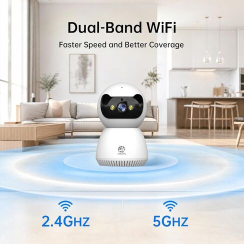 JOOAN 2K Indoor Security Camera, 5G/2.4G WiFi Pet Camera, Color Night Vision, PTZ Auto Tracking, Motion & Sound Detection, 2-Way Audio, for Baby/Elderly, Multi-User Shared, Local & Cloud Storage in Kuwait