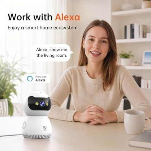 JOOAN 2K Indoor Security Camera, 5G/2.4G WiFi Pet Camera, Color Night Vision, PTZ Auto Tracking, Motion & Sound Detection, 2-Way Audio, for Baby/Elderly, Multi-User Shared, Local & Cloud Storage in Kuwait
