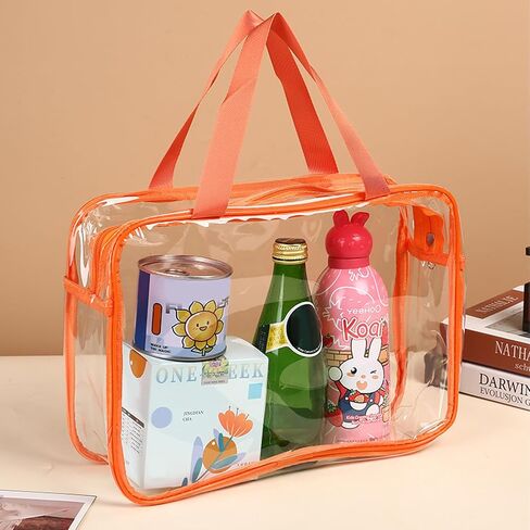 4 Pcs Multicolor Clear Makeup Bag Set 11.8"x8.8"x3.9", Thickened 0.4mm Waterproof PVC Toiletry Organizer with Metal Zipper & Handle, Reusable Storage Bag for Travel Gym Home in Kuwait