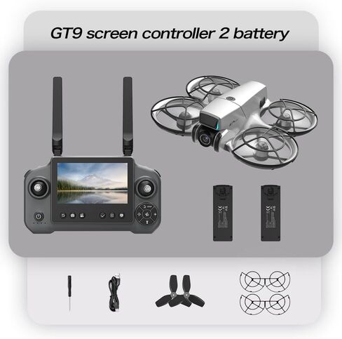 Brushless Motor Drone with Dual Lens, 4.3 Inch Screen Remote Controller, Optical Flow Positioning, EIS Anti-Shake, Under 249g Lightweight Mini RC Quadcopter, APP Control & Custom Route, HD Aerial Photography GT9 Drone in Saudi Arabia