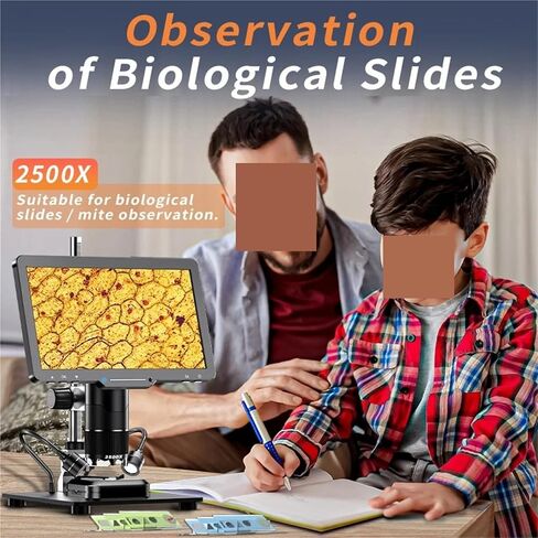 USB Microscope, Microscope, 2500x Digital 3 Lens 2K Video Camera 10.1 Inch IPS Screen DIY Electronics Mobile Phone Repair Soldering Tools in Saudi Arabia