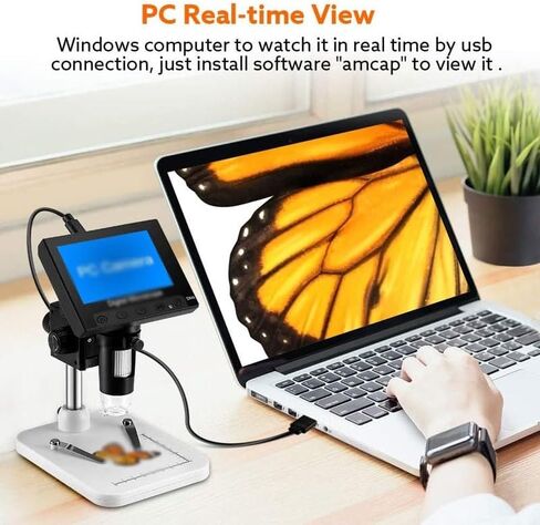 LCD Display Digital Electronic Microscope with 8 LED Stand for Repair Soldering in Kuwait