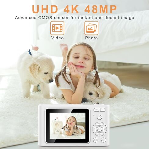 Digital Camera, Camera for Kids, UHD 4K 48MP Point and Shoot Digital Cameras with 64GB SD Card and 16X Digital Zoom Anti Shake, Compact Portable Small Gift for Boys Girls Students in Saudi Arabia