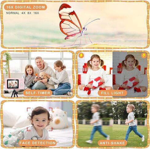 Digital Camera, Camera for Kids, UHD 4K 48MP Point and Shoot Digital Cameras with 64GB SD Card and 16X Digital Zoom Anti Shake, Compact Portable Small Gift for Boys Girls Students in Saudi Arabia
