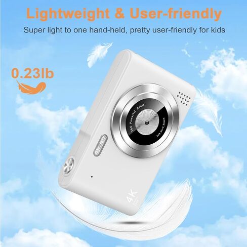 Digital Camera, Camera for Kids, UHD 4K 48MP Point and Shoot Digital Cameras with 64GB SD Card and 16X Digital Zoom Anti Shake, Compact Portable Small Gift for Boys Girls Students in Saudi Arabia