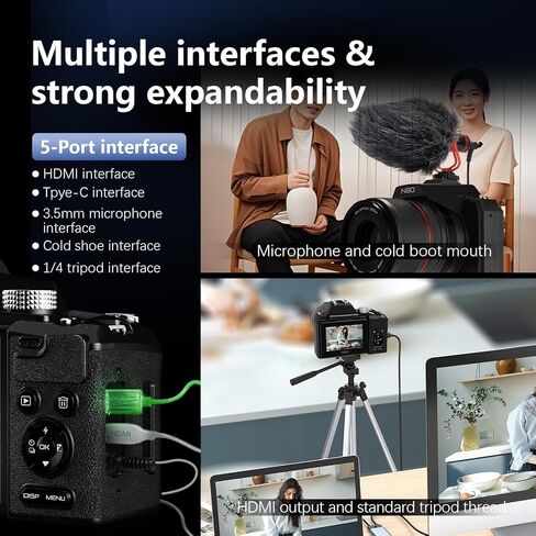 8K & 64MP Digital Camera for Photography, 48X Zoom (16X Optical + 3X Digital) with Moon Mode, 180° Flip Screen, WiFi, Micro HDMI, 64GB Card & 2 Batteries, Vlogging Camera for YouTub in Kuwait