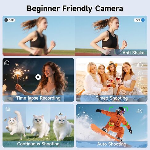 4K Digital Camera 180° Flip Screen Autofocus 64MP 16X Zoom, Black | 4K Video Recording, 64GB Card, Built-In Flash, Vlogging Camera for YouTube Photography, Compact Travel Camera for Beginner in Saudi Arabia
