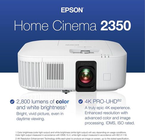 Epson Home Cinema 2350 4K PRO-UHD Smart Streaming Projector with Android TV | 3-Chip 3LCD 2800 Lumens Color and White Brightness HDR10 HLG Low Latency 10 W Speaker Bluetooth Home Theater in Saudi Arabia