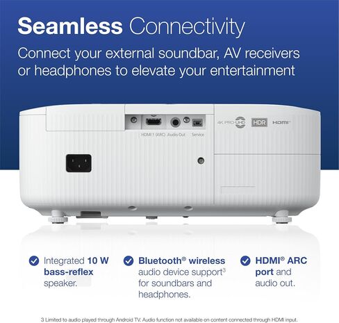 Epson Home Cinema 2350 4K PRO-UHD Smart Streaming Projector with Android TV | 3-Chip 3LCD 2800 Lumens Color and White Brightness HDR10 HLG Low Latency 10 W Speaker Bluetooth Home Theater in Saudi Arabia