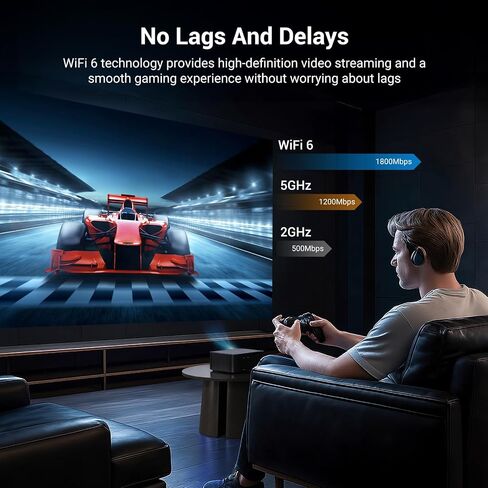 1500 ANSI lumens built-in streaming app full HD smart projector, HAPPRUN 4K projector, supports Wi-Fi and Bluetooth, Dolby audio, 300-inch large screen, suitable for home, outdoor, and indoor viewing in Saudi Arabia