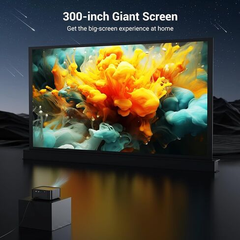 1500 ANSI lumens built-in streaming app full HD smart projector, HAPPRUN 4K projector, supports Wi-Fi and Bluetooth, Dolby audio, 300-inch large screen, suitable for home, outdoor, and indoor viewing in Saudi Arabia