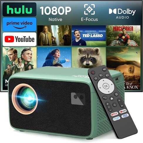 TMY 4K Projector with WiFi Bluetooth, Compatible with Netflix/Prime Video/YouTube, Outdoor Portable Home Theater Movie Projector, Smart Projector for Indoor Outdoor Movies, Gaming and Camping (Green) in Saudi Arabia