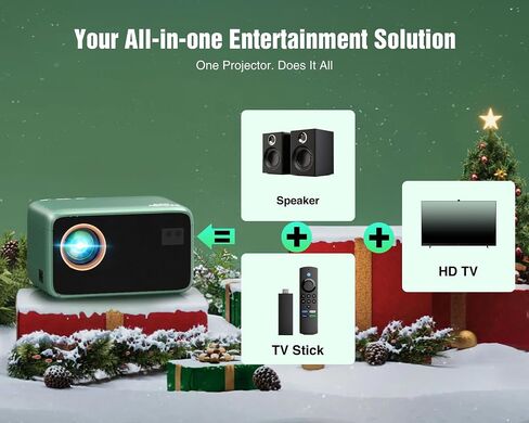TMY 4K Projector with WiFi Bluetooth, Compatible with Netflix/Prime Video/YouTube, Outdoor Portable Home Theater Movie Projector, Smart Projector for Indoor Outdoor Movies, Gaming and Camping (Green) in Saudi Arabia