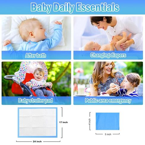 Rocinha 100 Pack Large Disposable Changing Pads for Baby 24 Inches x 17 Inches Disposable Underpads Waterproof Diaper Changing Pad Breathable Underpads Bed Table Protector Mat in Kuwait