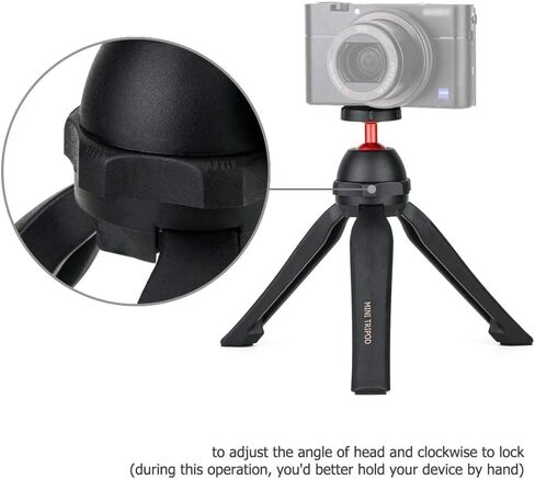 JJC Mini Tabletop Handheld Tripod for Compact Cameras with 360° Ball Head | Compatible with Sony ZV-1F ZV-E10 II A7C RX100 VII Canon G7X Mark III M50 M6 Mark II, 5.6" Maximum Height, Travel Friendly in Saudi Arabia
