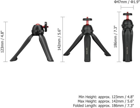 JJC Mini Tabletop Handheld Tripod for Compact Cameras with 360° Ball Head | Compatible with Sony ZV-1F ZV-E10 II A7C RX100 VII Canon G7X Mark III M50 M6 Mark II, 5.6" Maximum Height, Travel Friendly in Saudi Arabia