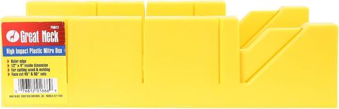 GreatNeck PMB12 Plastic Mitre Box, 12 Inch Mitre Box with 45°, 90°, and 135° Cutting Angles, Built-In 8 Inch Ruler, High-Impact Polystyrene Construction for Accurate Woodworking Cuts in Saudi Arabia