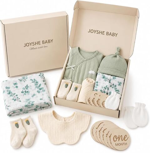 Baby Newborn Clothes Gift Set, Gender Neutral Baby Essentials, Sage Green, 0-3 Months in Kuwait