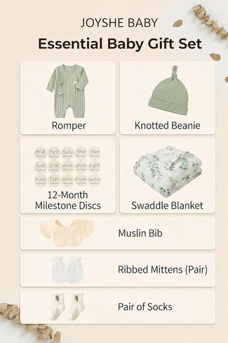 Baby Newborn Clothes Gift Set, Gender Neutral Baby Essentials, Sage Green, 0-3 Months in Kuwait