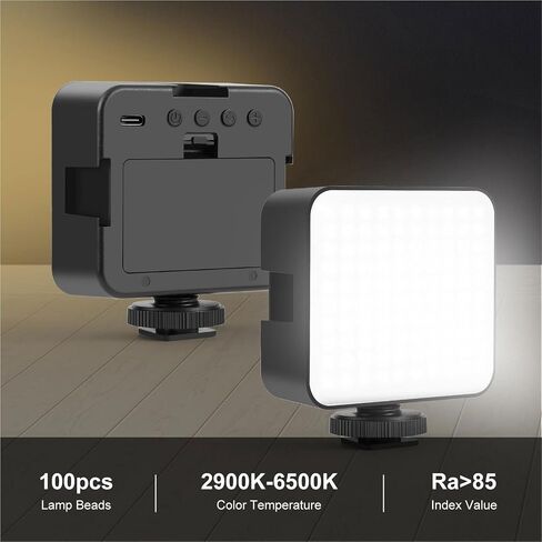 LED Video Light, Bi Color 2900 6500K Adjustable Brightness CRI 85, with Cold Shoe Mount and Type C Port, for Camera Photography Videography Live Streaming in Saudi Arabia