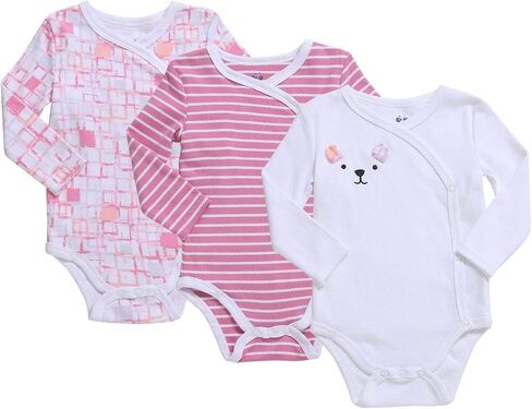 Asher and Olivia Clothes Baby Kimono Side Snap Girl Long Sleeve Bodysuit 6-9 Months Rose in Saudi Arabia
