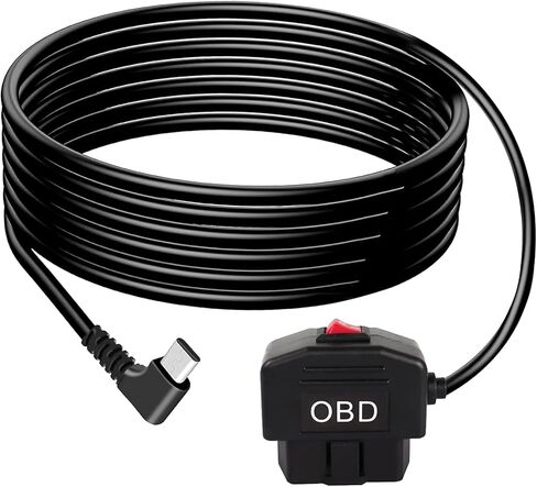 OBDII Power Cable for Dash Camera Type C USB OBD2 Adapter | Hardwire Charger Cable for 24 Hours,Acc Two Mode with Switch Button Protection 11.6-36V to 5V/3A ,Right Angle (3.5M/11.5") in Saudi Arabia