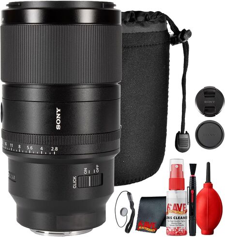 عدسة سوني FE 100 ملم f/2.8 Macro GM E Mount | 1.4× Prime مع التثبيت البصري والتركيز الداخلي العائم وأداء الإطار الكامل + طقم مرشح العدسة + طقم التنظيف + المزيد (حزمة 5 قطع) (متجددة) | للتصوير الفوتوغرافي والفيديو | 1.4 × برايم مزود بثبات بصري in Kuwait