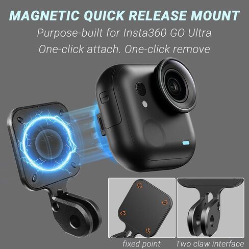 Mini 2-in-1 Tripod Compatible with Insta360 GO Ultra, Lightweight Selfie Stick & Tripod with Magnetic Quick Release Adapter Mount，Black in Saudi Arabia