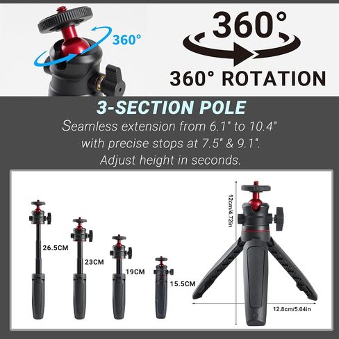 Mini 2-in-1 Tripod Compatible with Insta360 GO Ultra, Lightweight Selfie Stick & Tripod with Magnetic Quick Release Adapter Mount，Black in Saudi Arabia