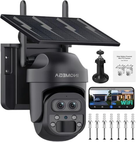 2.4GHz WiFi Wireless Solar Security Camera for Outdoor Monitoring | 3K/6MP Dual Lens, 12X Zoom, PIR Human Motion Detection, Color Night Vision, Cloud & microSD Storage, Ubox PRO App Control in Saudi Arabia