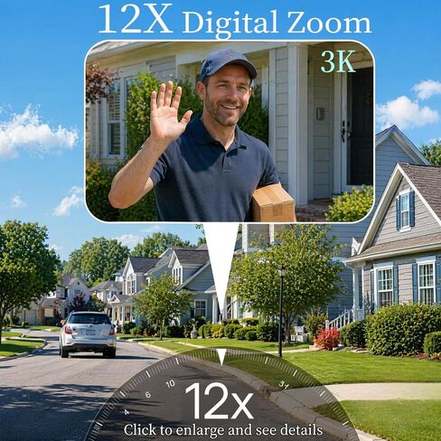 2.4GHz WiFi Wireless Solar Security Camera for Outdoor Monitoring | 3K/6MP Dual Lens, 12X Zoom, PIR Human Motion Detection, Color Night Vision, Cloud & microSD Storage, Ubox PRO App Control in Saudi Arabia