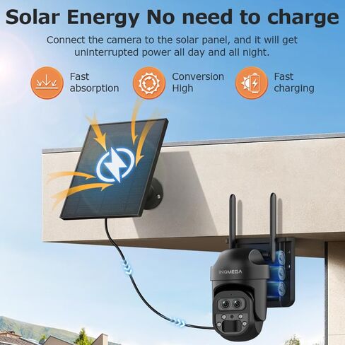 2.4GHz WiFi Wireless Solar Security Camera for Outdoor Monitoring | 3K/6MP Dual Lens, 12X Zoom, PIR Human Motion Detection, Color Night Vision, Cloud & microSD Storage, Ubox PRO App Control in Saudi Arabia
