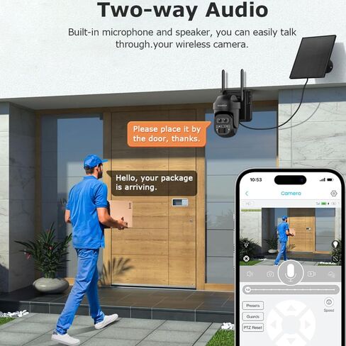 2.4GHz WiFi Wireless Solar Security Camera for Outdoor Monitoring | 3K/6MP Dual Lens, 12X Zoom, PIR Human Motion Detection, Color Night Vision, Cloud & microSD Storage, Ubox PRO App Control in Saudi Arabia