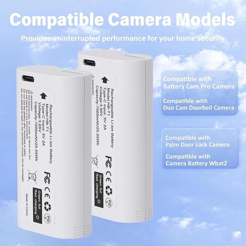 3 عبوات من البطاريات القابلة لإعادة الشحن المتوافقة مع كاميرا WYZE Battery Cam Pro وكاميرا Duo Cam Doorbell الخارجية/الداخلية، متوافقة مع حزمة بطارية Wyze القابلة للإزالة in Kuwait