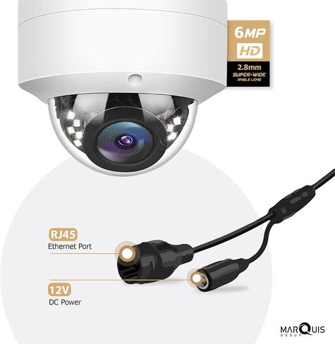 Marquis 4MP PoE IP Dom Camera with Microphone, Audio, IP Security Camera Outdoor Night Vision 98ft Weatherproof IP67 Vandal-Proof Wide Angle 2.8mm (3-Axis) in Saudi Arabia