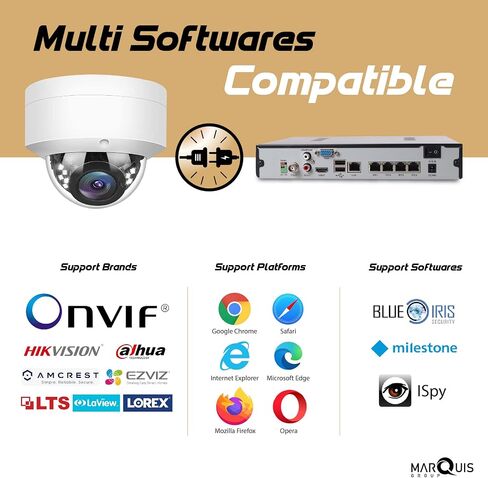 Marquis 4MP PoE IP Dom Camera with Microphone, Audio, IP Security Camera Outdoor Night Vision 98ft Weatherproof IP67 Vandal-Proof Wide Angle 2.8mm (3-Axis) in Saudi Arabia
