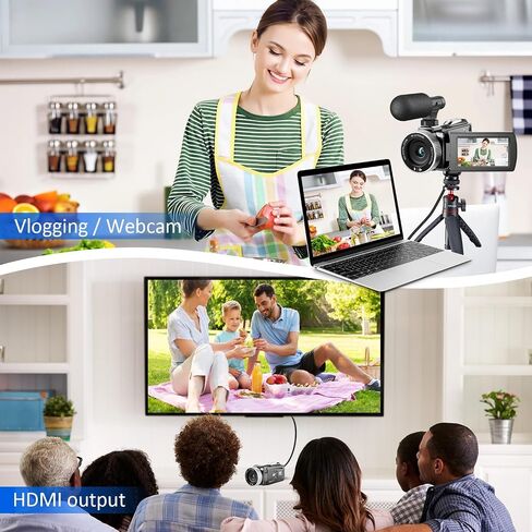 4K 60FPS Video Camera Camcorder, 48MP UHD YouTube Vlogging Camera with Wireless Lavalier Microphone,18X Digital Zoom,3 Inch 270° IPS Screen for Vlogging Travel Outdoor in Kuwait