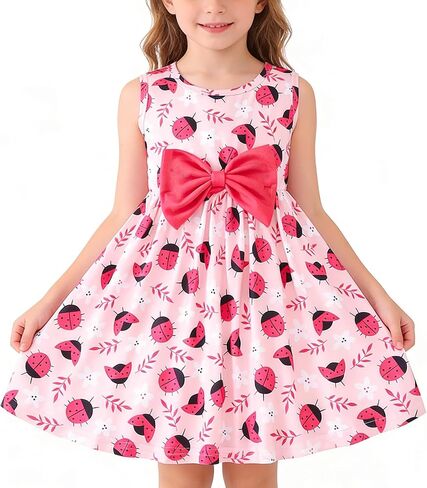RETSUGO Little Girl A-Line Dresses Bowknot Dress for Baby Girls Casual Toddler Girl Dresses for Party Girl Dress 1-8 Years in Kuwait