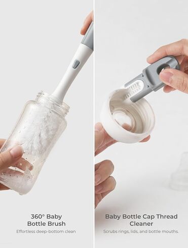 Termichy Baby Bottle Brush Set: 2 Pack Kit 360° Clean All Feeding Essential | Snap on Brush Easy to Assemble - 4-in-1 Set Efficient Remove Milk Residue for Nipples Straws Narrow Necks & Breast Pump Parts in Saudi Arabia