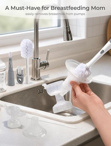 Termichy Baby Bottle Brush Set: 2 Pack Kit 360° Clean All Feeding Essential | Snap on Brush Easy to Assemble - 4-in-1 Set Efficient Remove Milk Residue for Nipples Straws Narrow Necks & Breast Pump Parts in Saudi Arabia
