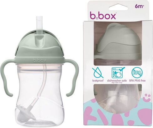 b.box Sippy Cup with Weighted Straw 2-Pack, Toddler Straw Cup, 8oz | 8 oz Leak Proof Sippy Cups for Toddlers 1-3, Easy Grip, BPA Free, PFAS Free, Dishwasher Safe, Toddler Cups 6m+ in Saudi Arabia