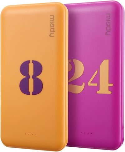 Miady 2-Pack Portable Charger, Slim 10000mAh Power Bank Travel Battery Pack | Dual USB丨3 Outputs 2 Inputs丨for Backpack Travel Camping丨Slim丨Compatible with iPhone Android etc丨Flight-Safe丨37Wh丨Black+White in Saudi Arabia