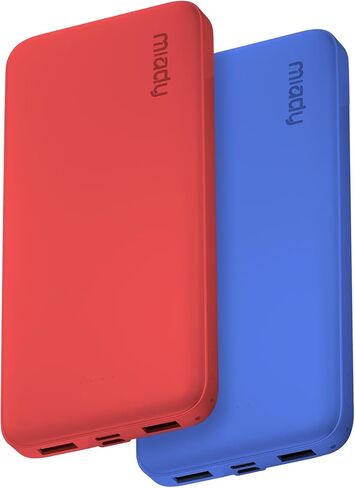 Miady 2-Pack Portable Charger, Slim 10000mAh Power Bank Travel Battery Pack | Dual USB丨3 Outputs 2 Inputs丨for Backpack Travel Camping丨Slim丨Compatible with iPhone Android etc丨Flight-Safe丨37Wh丨Black+White in Saudi Arabia