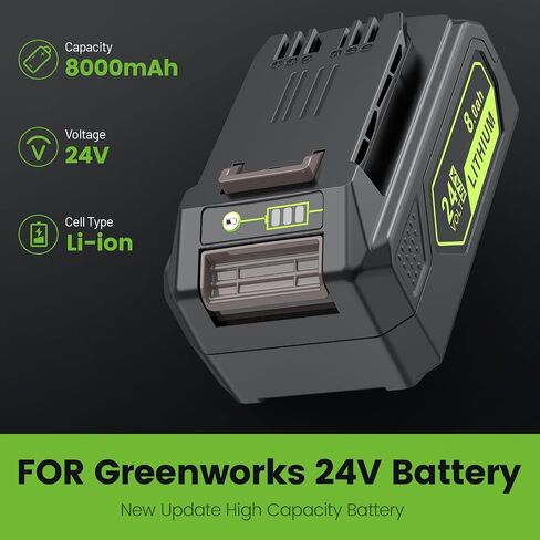 Futurebatt 8.0Ah 24V Battery Replacement for Greenworks 24 Volt Lithium Lawn Mower Battery 29842 29852 LB24A020 for Greenworks Trimmer Weed Blower in Kuwait