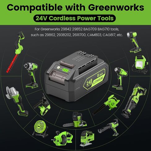 Futurebatt 8.0Ah 24V Battery Replacement for Greenworks 24 Volt Lithium Lawn Mower Battery 29842 29852 LB24A020 for Greenworks Trimmer Weed Blower in Kuwait