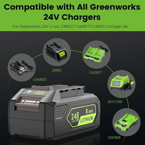 Futurebatt 8.0Ah 24V Battery Replacement for Greenworks 24 Volt Lithium Lawn Mower Battery 29842 29852 LB24A020 for Greenworks Trimmer Weed Blower in Kuwait