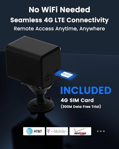 4G LTE Cellular Security Camera Solar No WiFi with 4G SIM Card, Solar Panel, 5200mAh Battery, Portable No WiFi Security Camera, 160° Wide View, AI Motion Detection, 33ft Night Vision in Kuwait